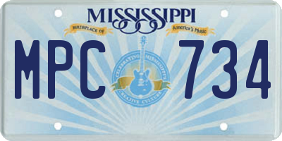 MS license plate MPC734