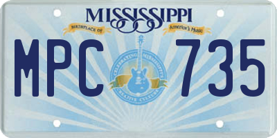 MS license plate MPC735