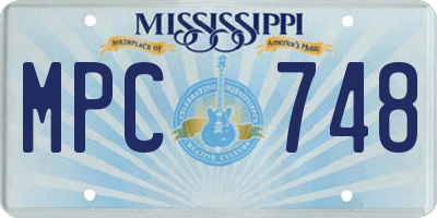 MS license plate MPC748