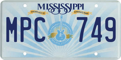 MS license plate MPC749