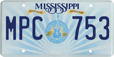 MS license plate MPC753