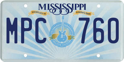 MS license plate MPC760