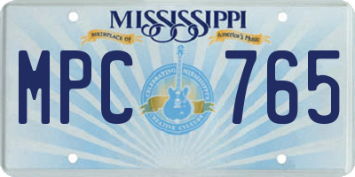 MS license plate MPC765