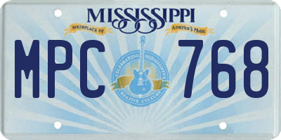 MS license plate MPC768