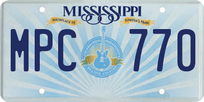 MS license plate MPC770
