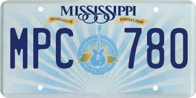 MS license plate MPC780