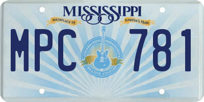 MS license plate MPC781