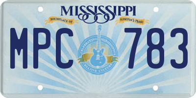 MS license plate MPC783
