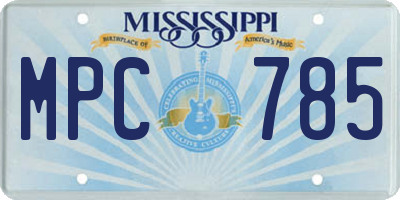 MS license plate MPC785