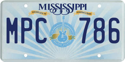 MS license plate MPC786