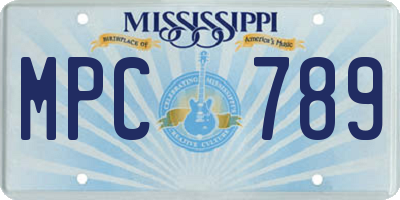 MS license plate MPC789