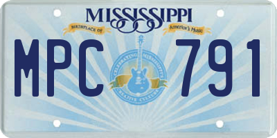 MS license plate MPC791
