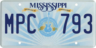 MS license plate MPC793