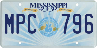 MS license plate MPC796