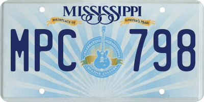 MS license plate MPC798