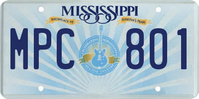 MS license plate MPC801