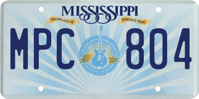 MS license plate MPC804