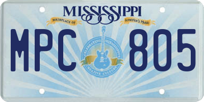 MS license plate MPC805