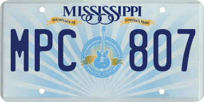 MS license plate MPC807