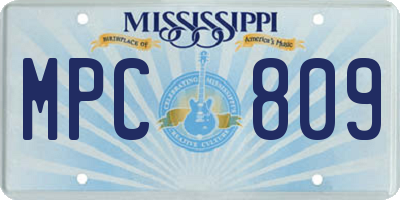 MS license plate MPC809