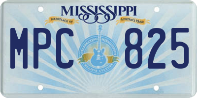 MS license plate MPC825
