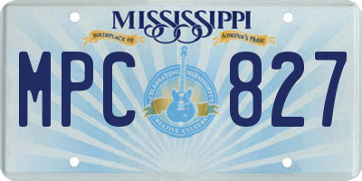 MS license plate MPC827