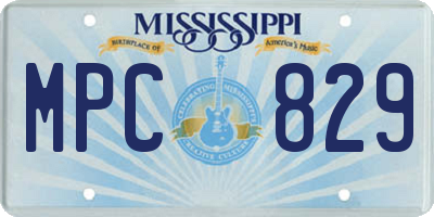 MS license plate MPC829