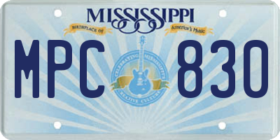 MS license plate MPC830