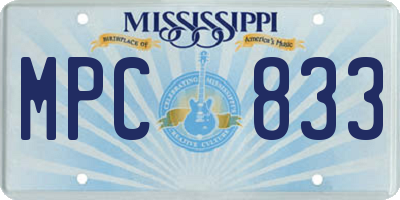 MS license plate MPC833