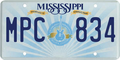 MS license plate MPC834