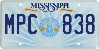 MS license plate MPC838