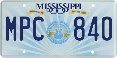 MS license plate MPC840