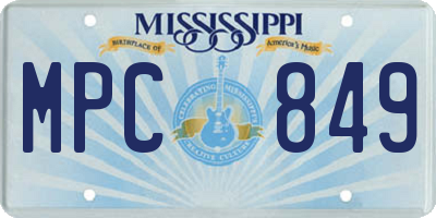 MS license plate MPC849