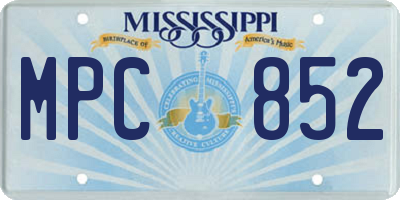 MS license plate MPC852