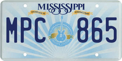 MS license plate MPC865