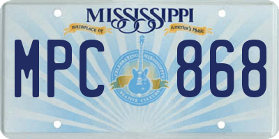 MS license plate MPC868