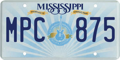 MS license plate MPC875