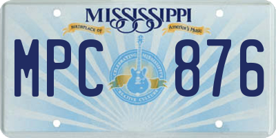 MS license plate MPC876