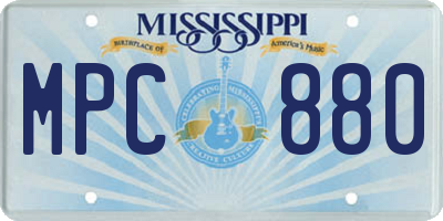 MS license plate MPC880