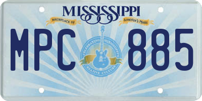 MS license plate MPC885