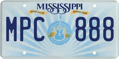 MS license plate MPC888
