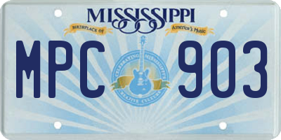 MS license plate MPC903