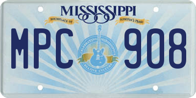 MS license plate MPC908