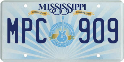 MS license plate MPC909