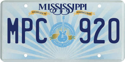 MS license plate MPC920