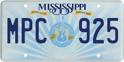 MS license plate MPC925