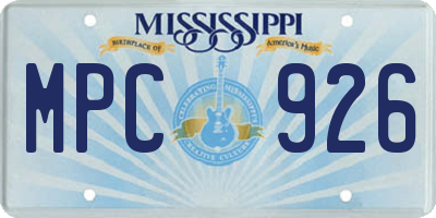 MS license plate MPC926