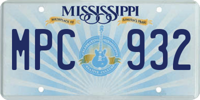 MS license plate MPC932