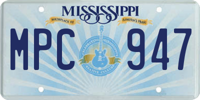 MS license plate MPC947