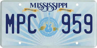 MS license plate MPC959
